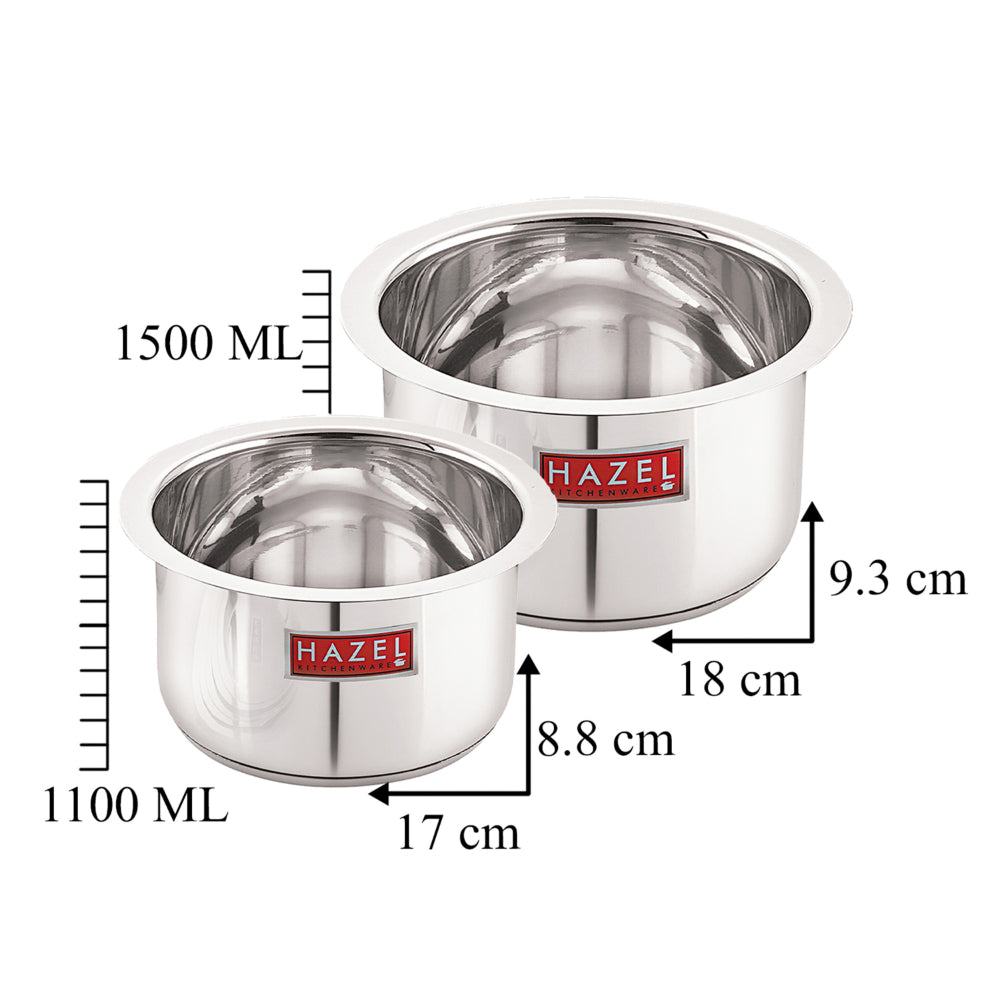 Stainless Steel Induction Tope (1100, 1500 ML) , Set of 2