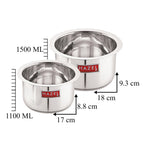 Stainless Steel Induction Tope (1100, 1500 ML) , Set of 2