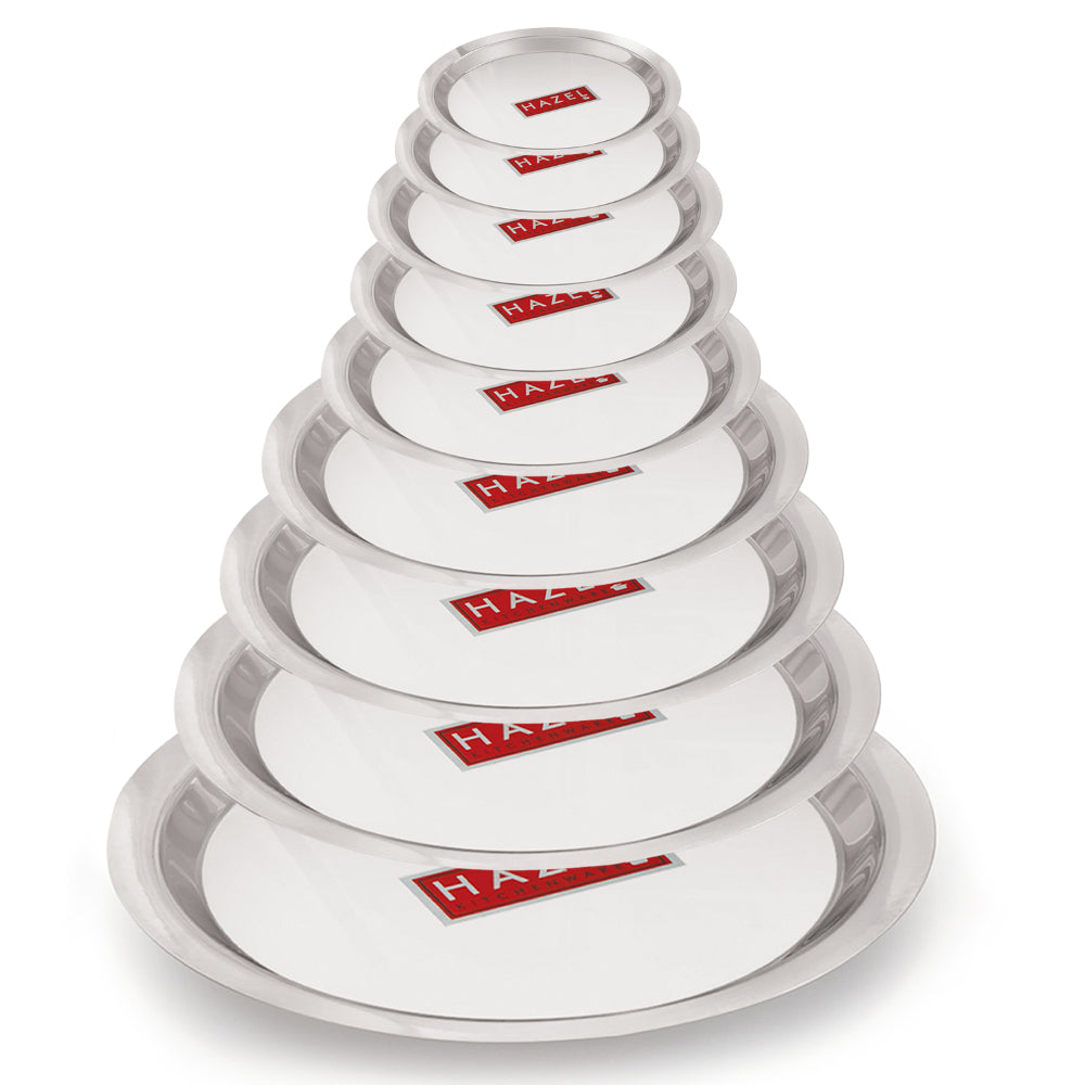 Stainless Steel Kadai Lids – 9 Pieces (16.8cm to 26.2 cm)