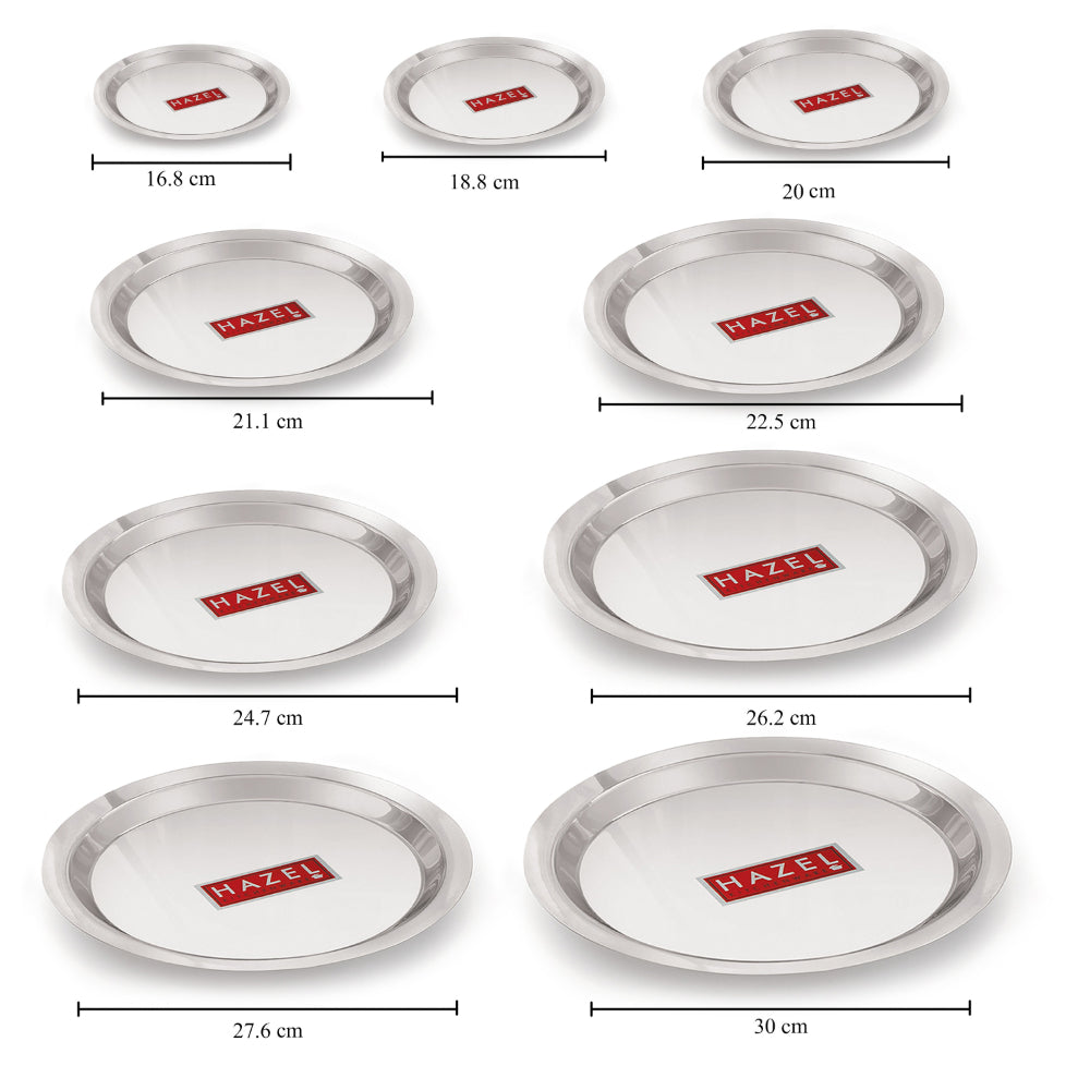 Stainless Steel Kadai Lids – 9 Pieces (16.8cm to 26.2 cm)
