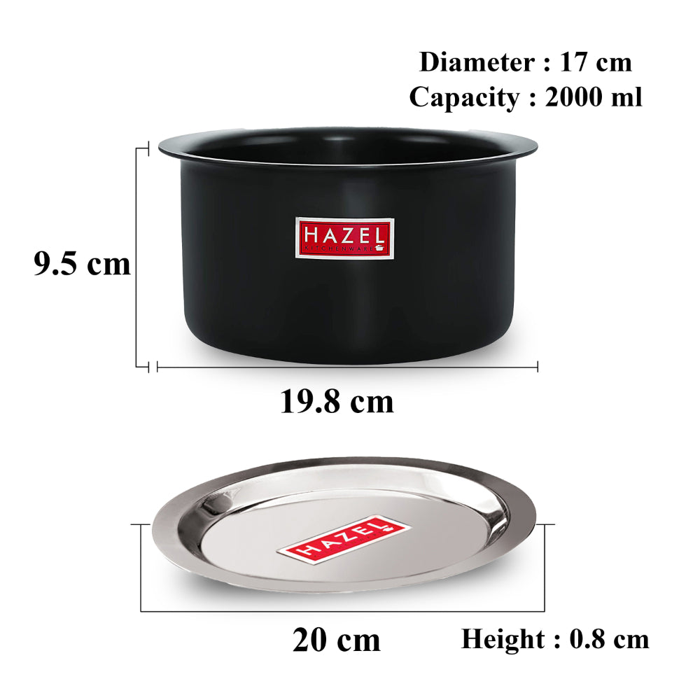 Hard Anodised Aluminium Boiling Tope with Steel Lid, Durable Cooking Patila