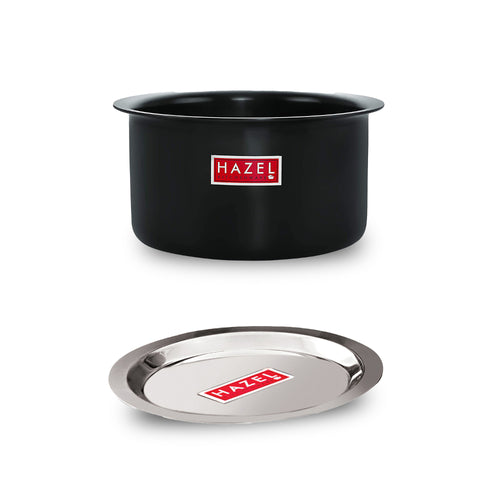 Hard Anodised Aluminium Patila Tope with Lid – ( 5600ML, Lid 27.6 cm), Black