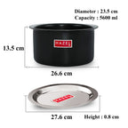Hard Anodised Aluminium Patila Tope with Lid – (  5600ML, Lid 27.6 cm), Black