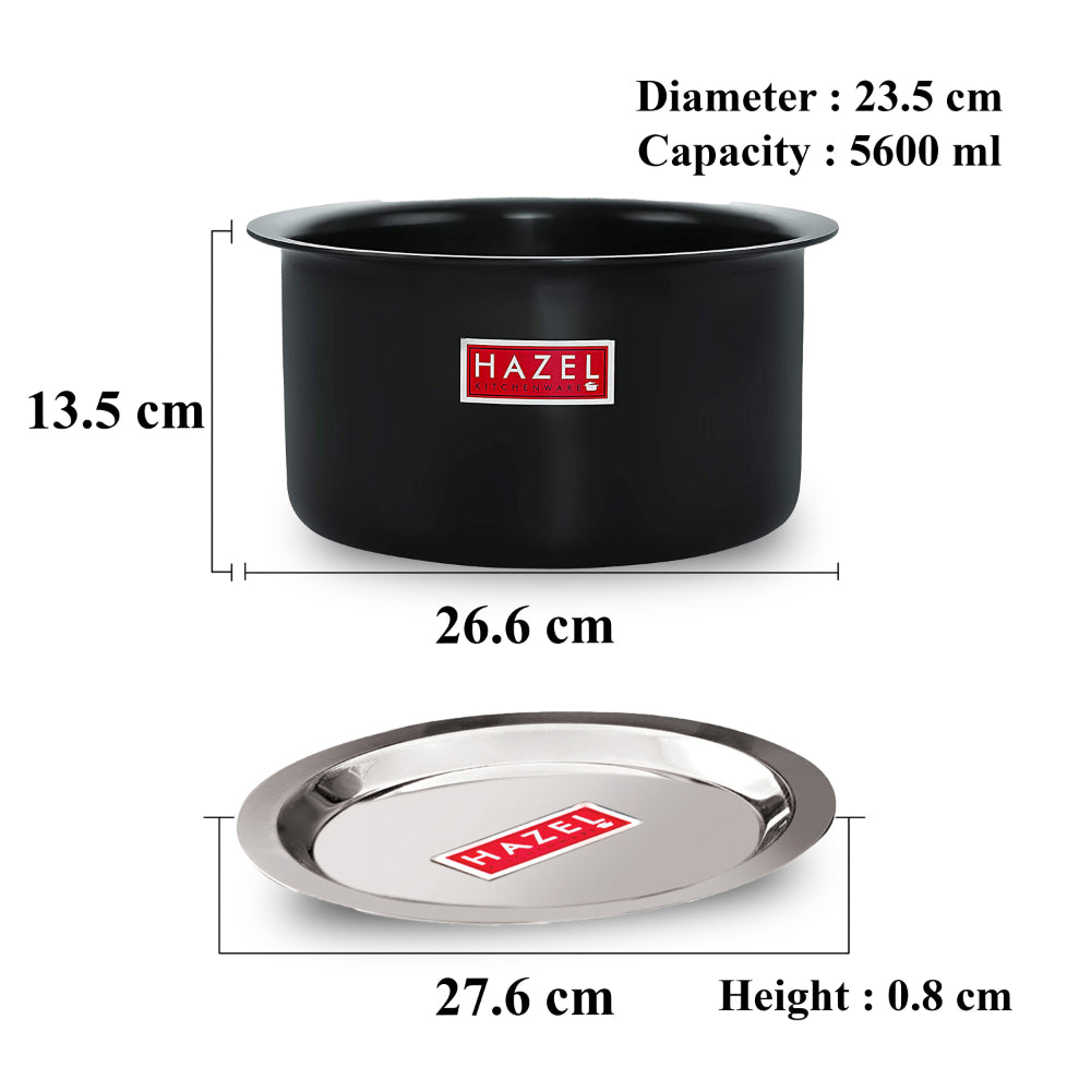 Hard Anodised Aluminium Boiling Tope with Steel Lid, Durable Cooking Patila