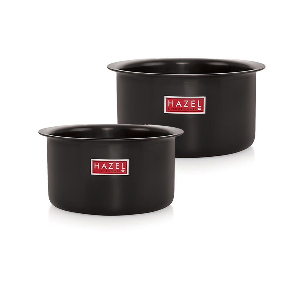 Aluminium Hard Anodised Tope with Lid ( 2 Topes & 2 Lids), 750, 1100 ML