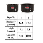 Aluminium Hard Anodised Tope with Lid ( 2 Topes & 2 Lids), 750, 1100 ML