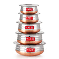 Copper Bottom Steel Urli/Handi Set with Lid – Set of 5 ( 600, 900, 1200, 1500, 1800)