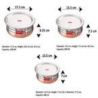 Copper Bottom Steel Urli/Handi Set with Lid – Set of 5 ( 600, 900, 1200, 1500, 1800)