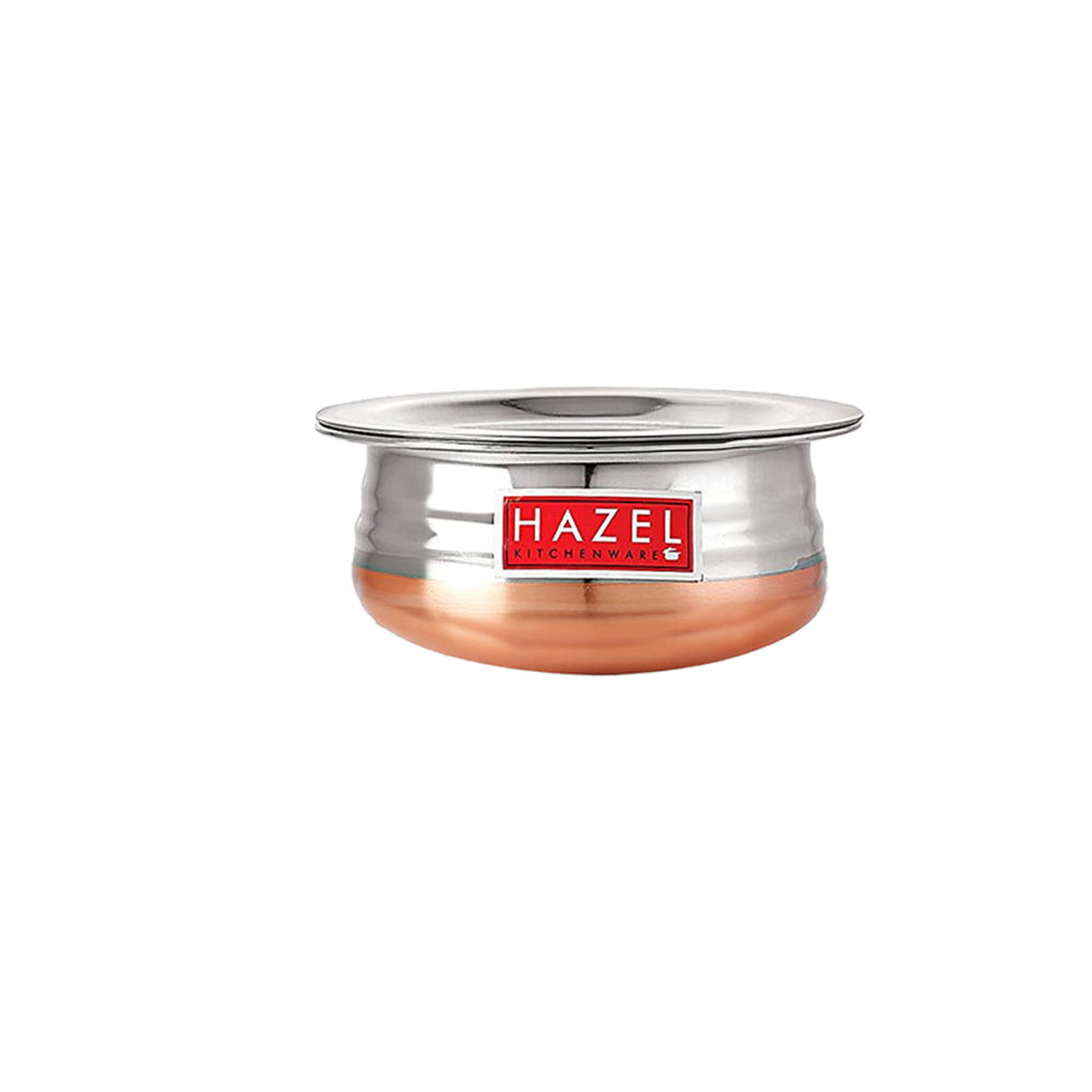 Steel Copper Bottom Urli / Handi With Lid  - 1700 ML
