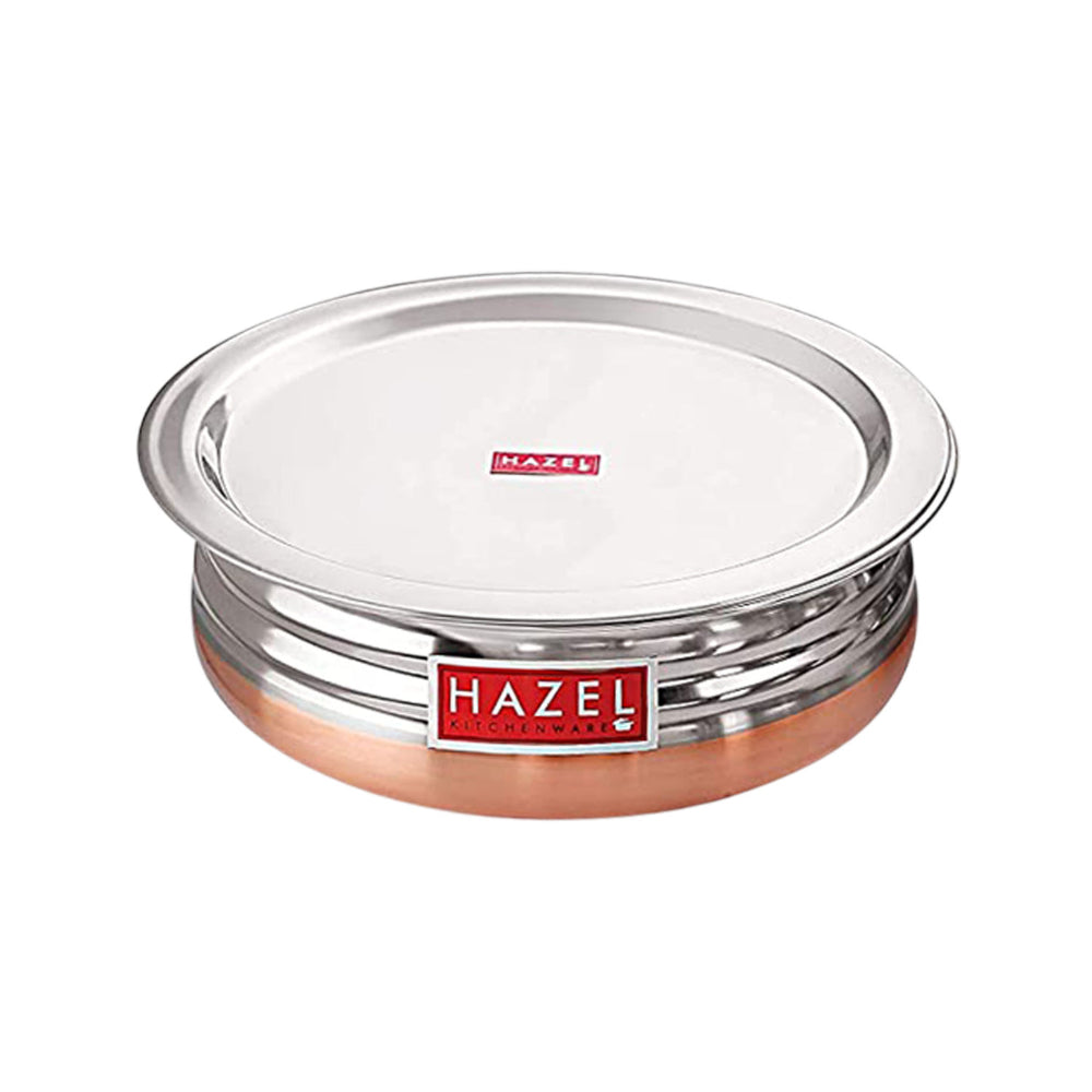 Steel Copper Bottom Urli / Handi With Lid  - 1700 ML