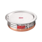 Steel Copper Bottom Uruli / Handi With Lid  - 2100 ML