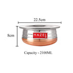 Steel Copper Bottom Uruli / Handi With Lid  - 2100 ML