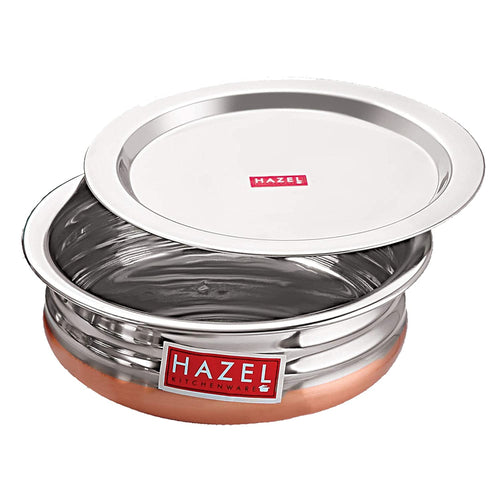 Steel Copper Bottom Uruli / Handi With Lid - 2100 ML