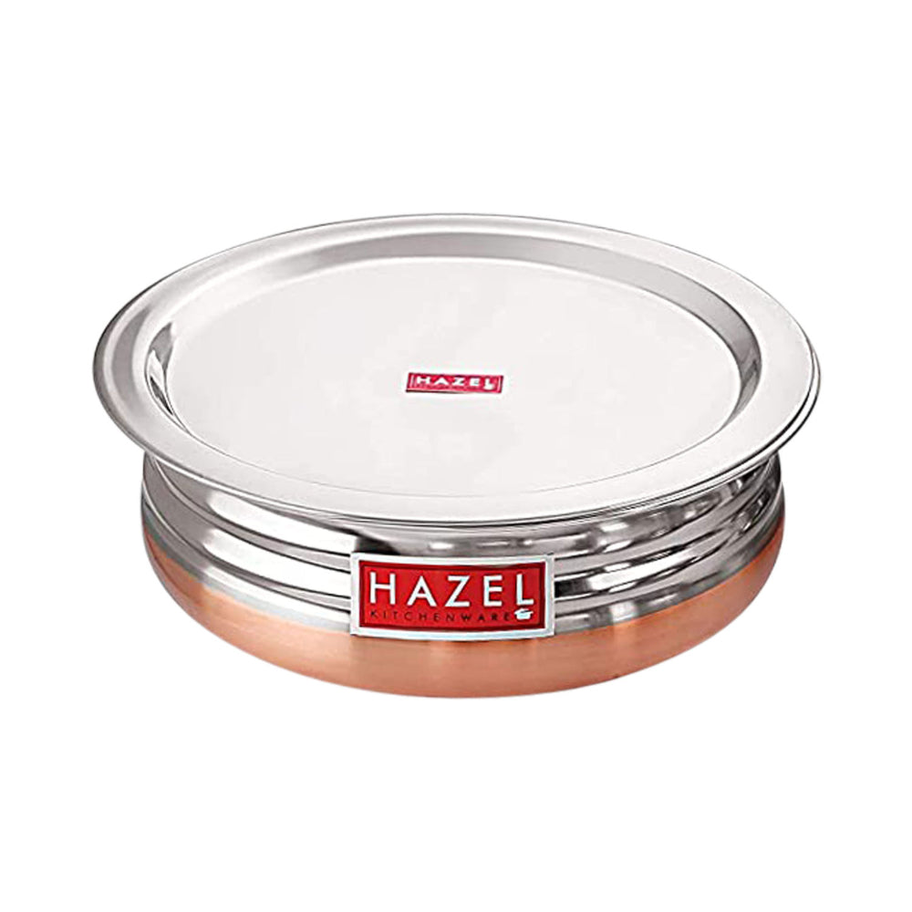Steel Copper Bottom Urli / Handi With Lid  - 2600 ML