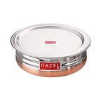 Steel Copper Bottom Urli / Handi With Lid  - 2600 ML
