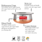 Steel Copper Bottom Urli / Handi With Lid  - 2600 ML