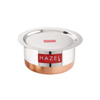 Copper Bottom Steel Tope/ Patila with Lid 1000ML