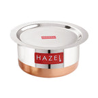 Copper Bottom Steel Tope/ Patila with Lid 2400ML