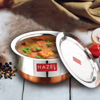 Copper Bottom Steel Tope/ Patila with Lid 2400ML