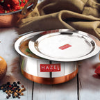 Copper Bottom Steel Tope/ Patila with Lid 3000ML