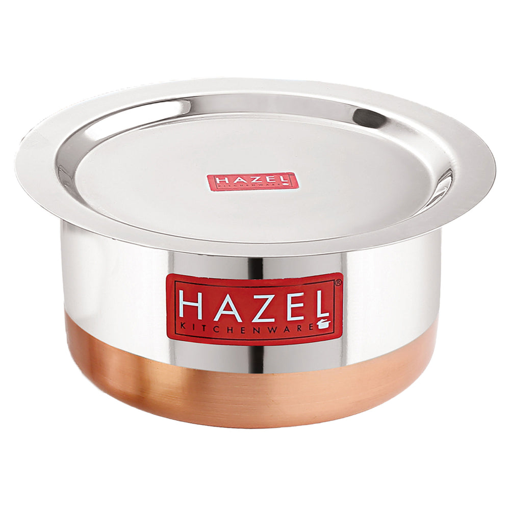 Copper Bottom Steel Tope/ Patila with Lid 6500ML