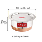 Copper Bottom Steel Tope/ Patila with Lid 6500ML