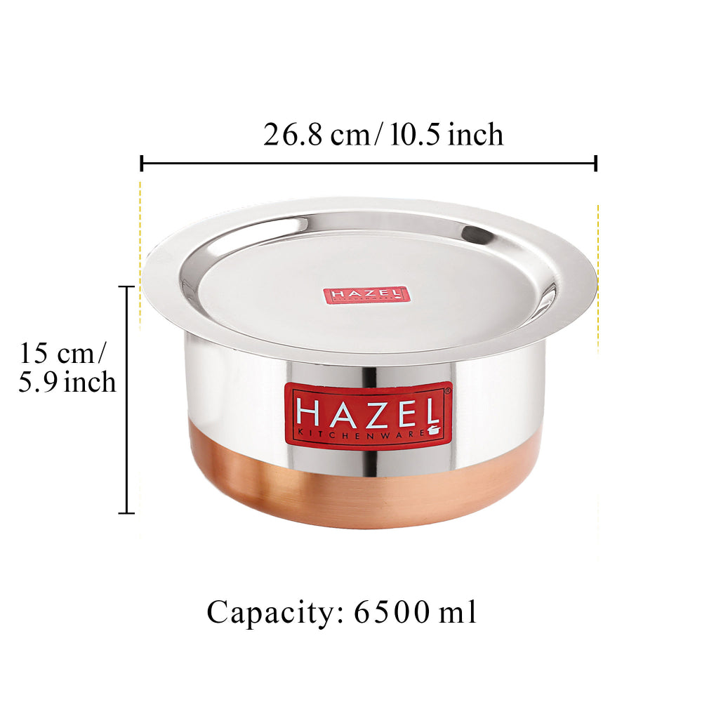 Stainless Steel Copper Bottom Patila Tope with Lid, Even Heat Cooking