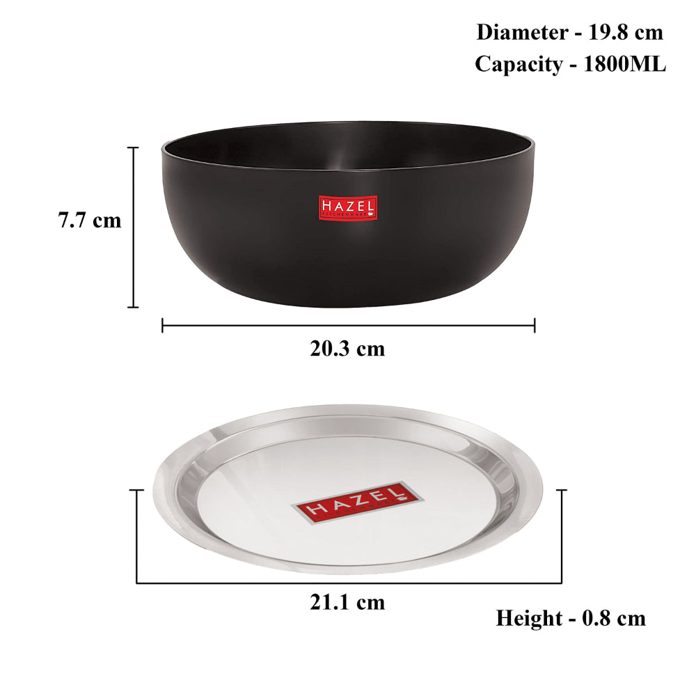 Hard Anodised Tasra with Lid, Set of 2