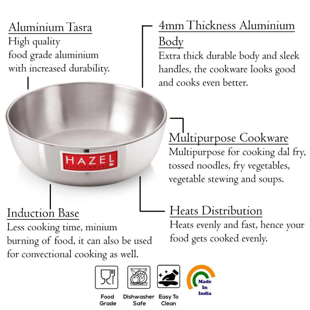 Aluminium Tasra with Lid, 4300 ML - Set of 2