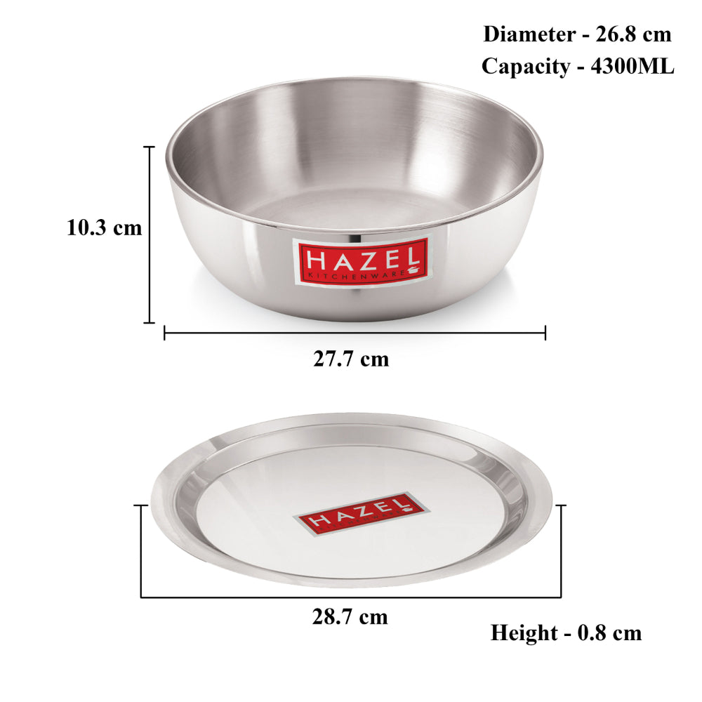 Aluminium Tasra with Lid, 4300 ML - Set of 2