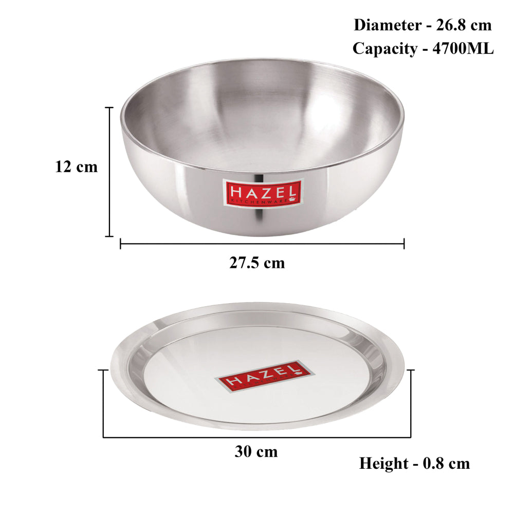 4mm Aluminium Tasla/Tasra Deep Fry Pan with Lid, Heavy Duty Cookware