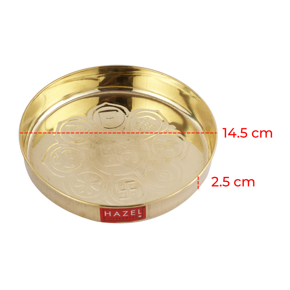 Brass Astmangal Traditional Pooja Aarti Thali, 12.5cm