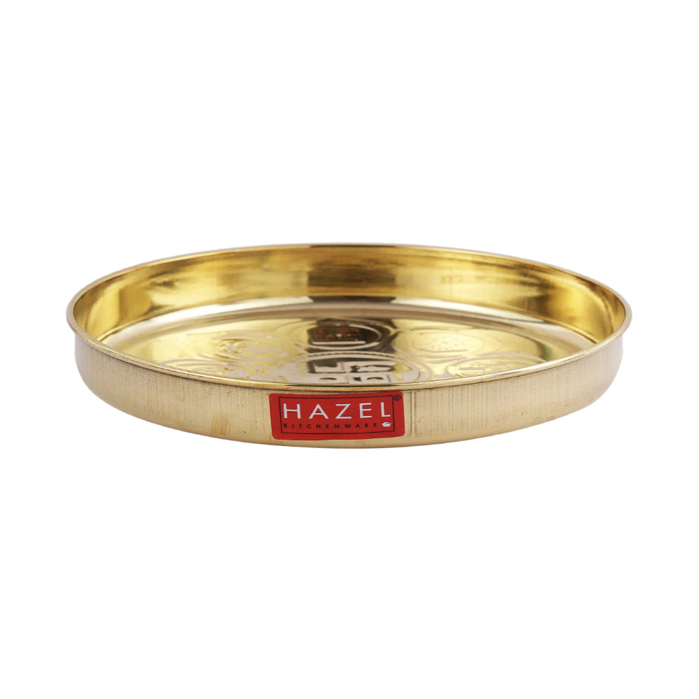 Brass Astmangal Traditional Pooja Aarti Thali, 12.5cm