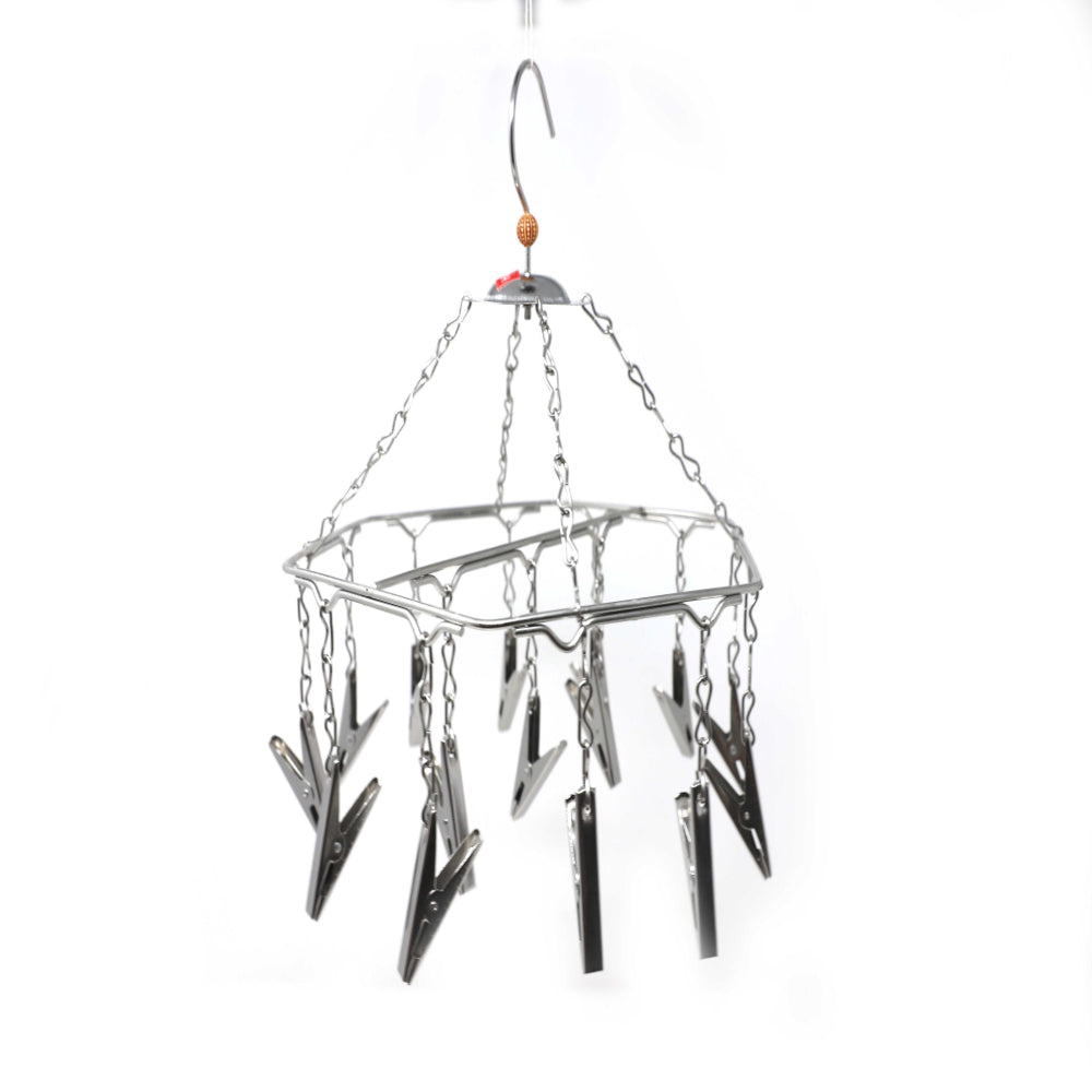 Stainless Steel Cloth Hanger with 15 Clips