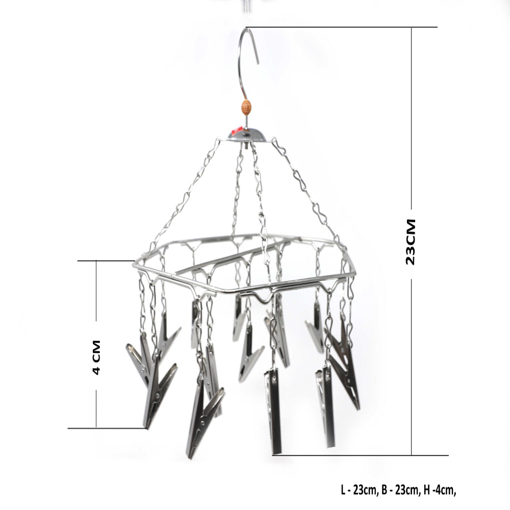 Stainless Steel Cloth Hanger with 15 Clips