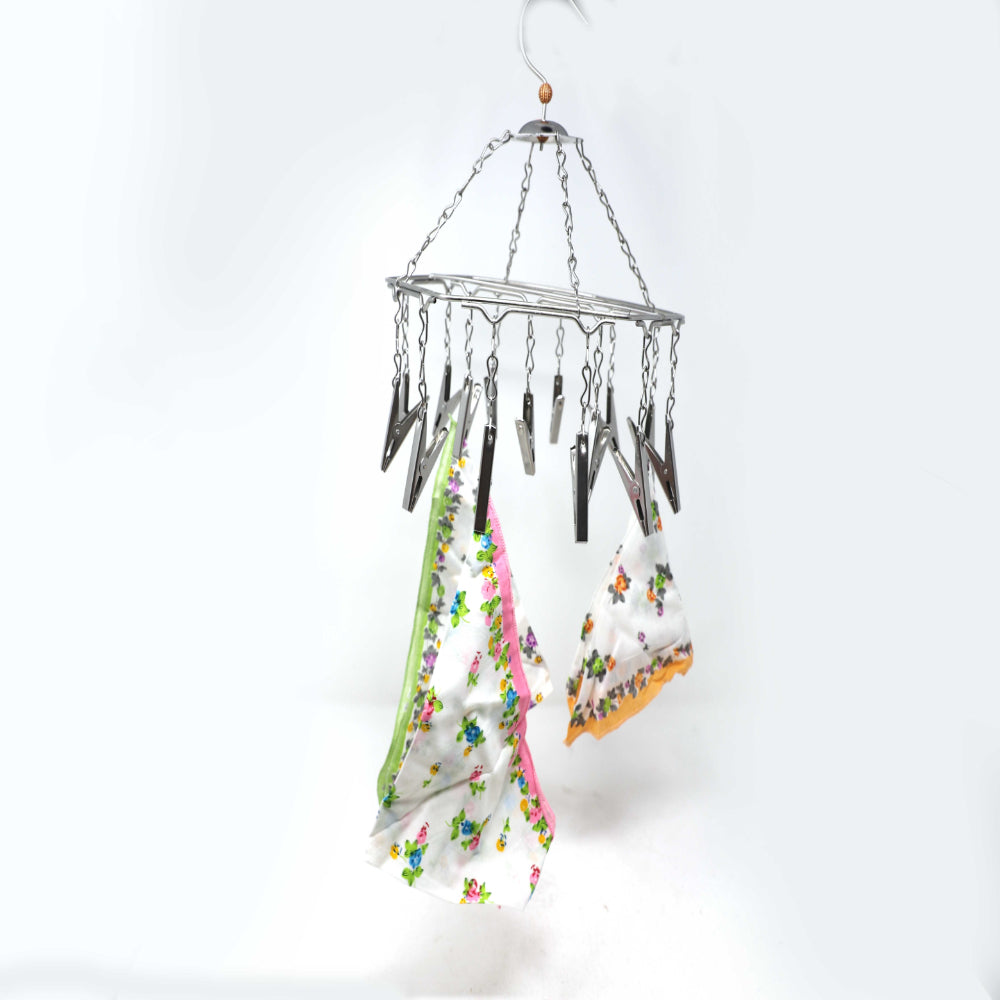 Stainless Steel Cloth Hanger with 15 Clips