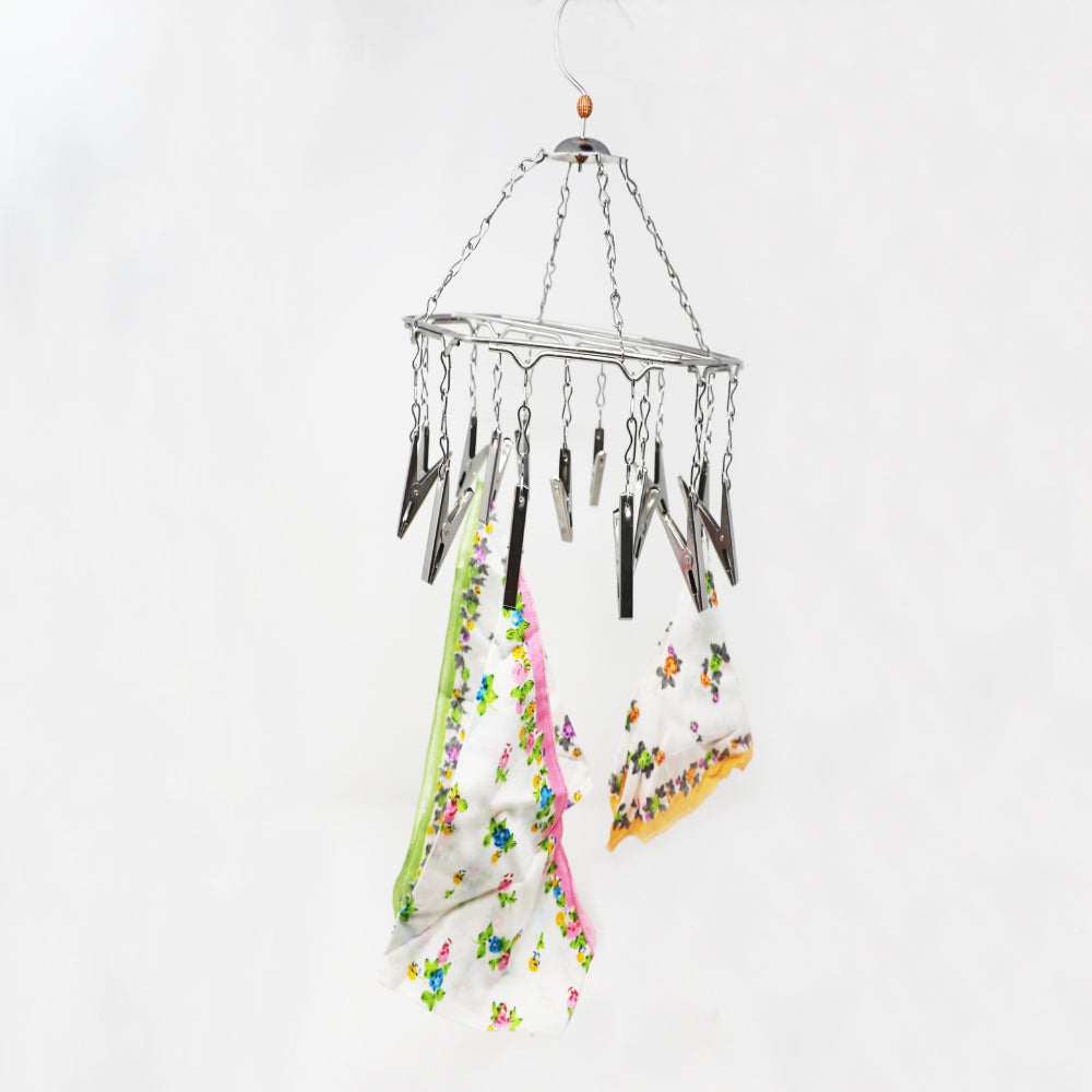 Stainless Steel Cloth Hanger with 15 Clips