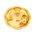 Brass Puja Thali With Diya And Sindur Katori, 23.5cm