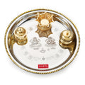 Stainless Steel Pooja Aarti Thali Set With Diva, 22cm