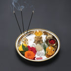 Stainless Steel Pooja Aarti Thali Set With Diva, 22cm