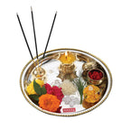 Stainless Steel Pooja Aarti Thali Set With Diva, 22cm