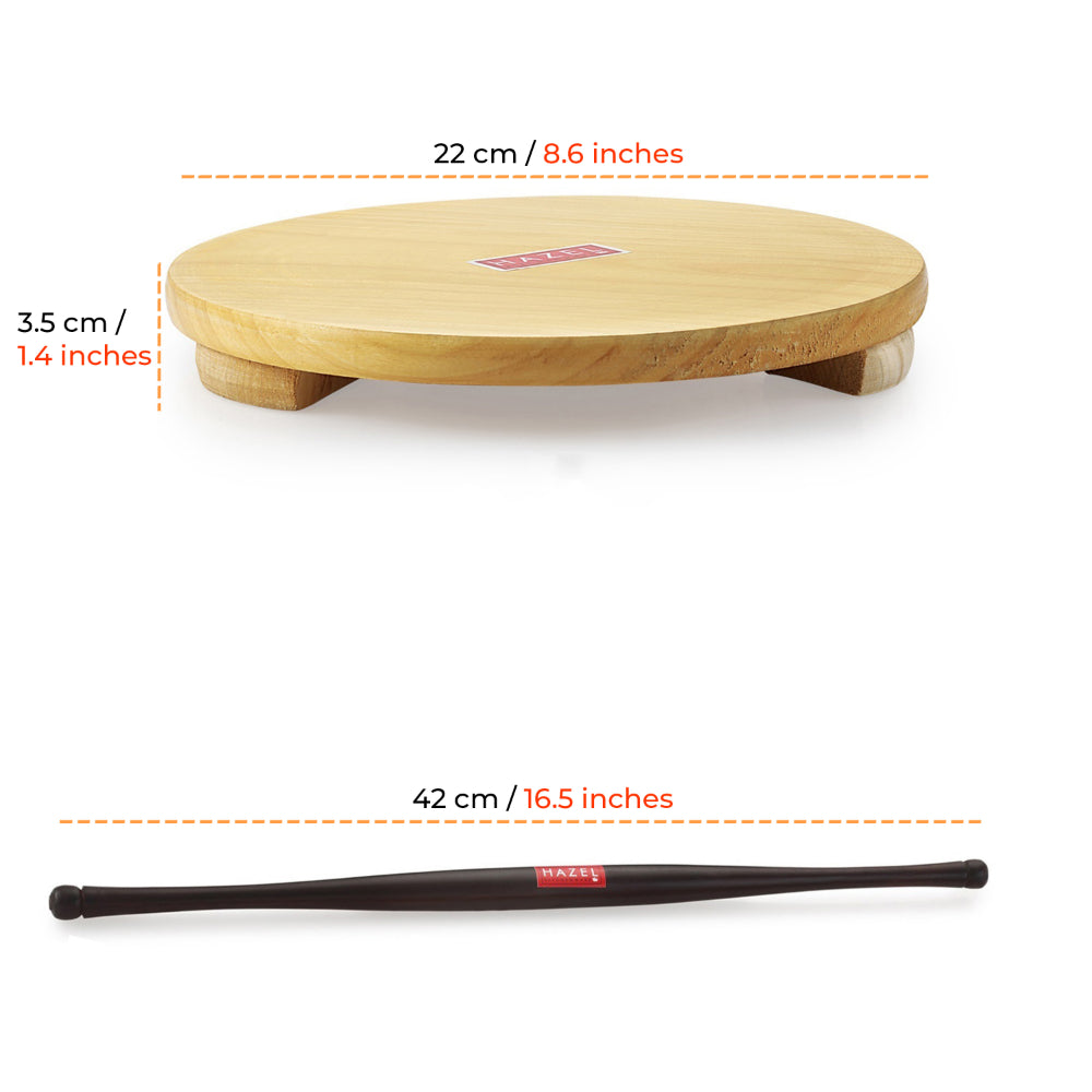 Wooden  Roti Maker (21cm) With Sheesham Rolling Pin(42cm)
