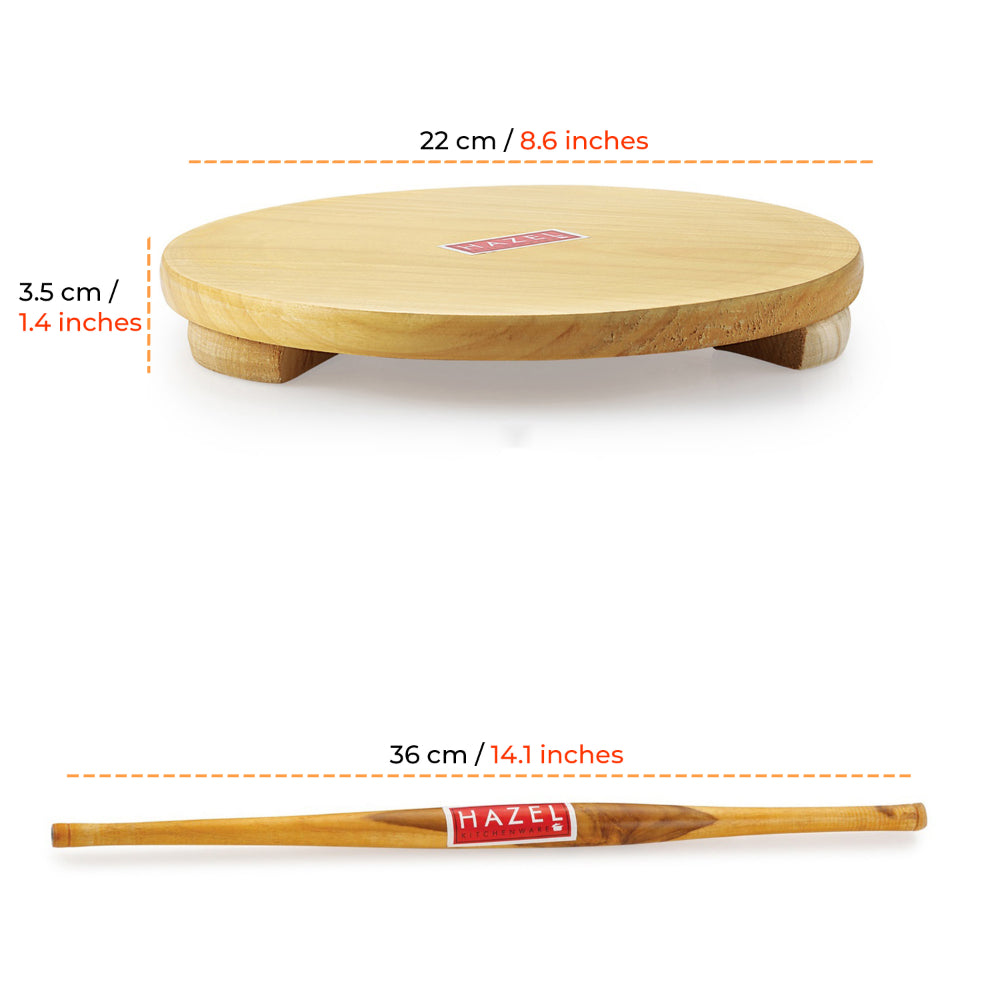 Wooden Chakla (21cm) With Sheesham  Rolling Pin(36cm)