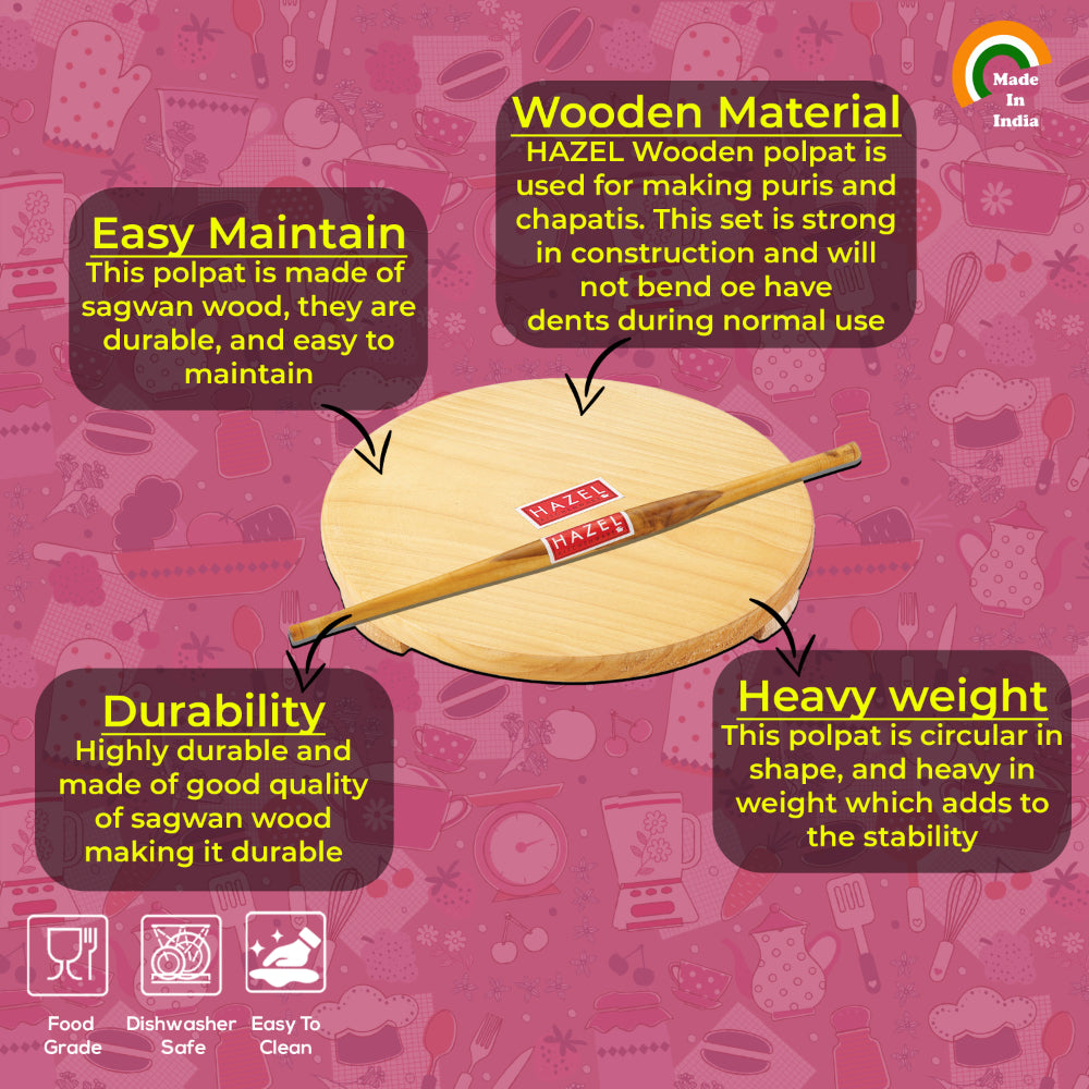 Wooden Chakla Belan Set - 24cm 36cm