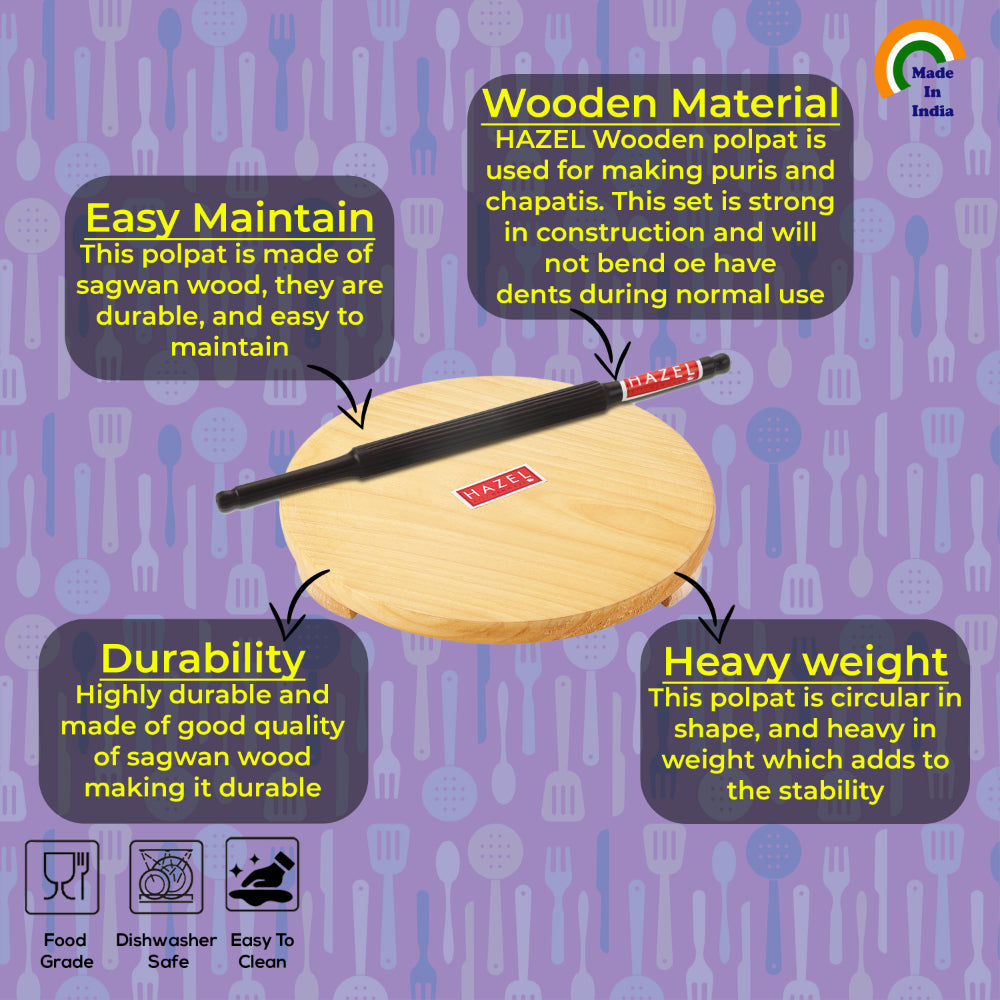 Wooden Chakla Belan Set, 24 cm