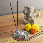 Stainless Steel Diya with Agarbatti Stand – 9 × 4 cm