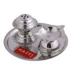 Stainless Steel Diya with Agarbatti Stand – 9 × 4 cm