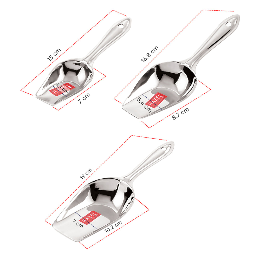 Stainless Steel Flour Scoop - Set of 3