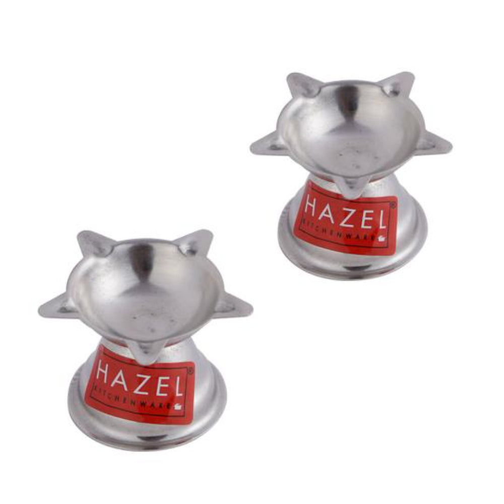 Stainless Steel Panchwati Diya – (5 x 3.5 cm), Set of 2