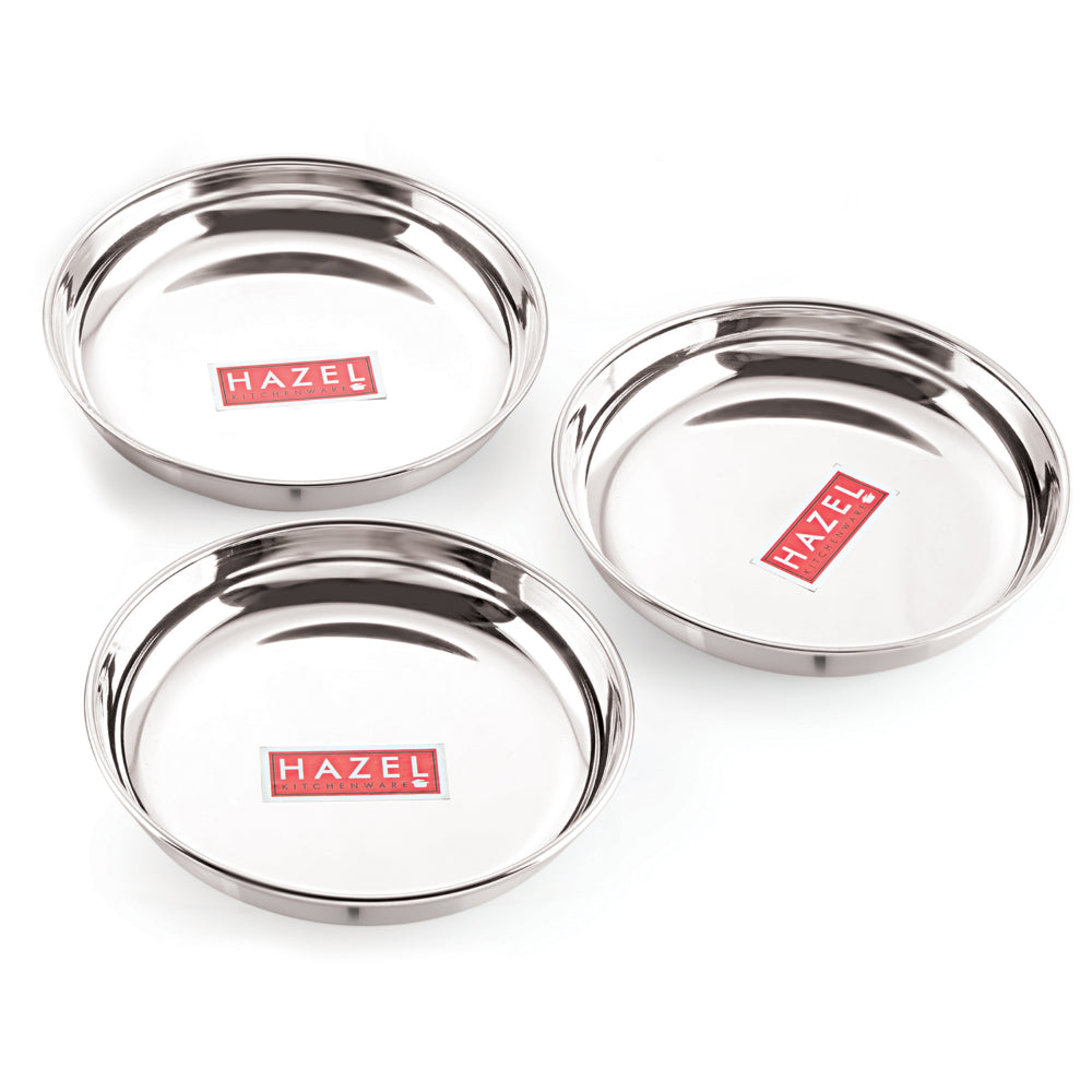 Stainless Steel Serving Plate Set of 3, 425 ML